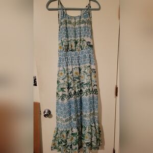 Floral Blue and Green Maxi Dress